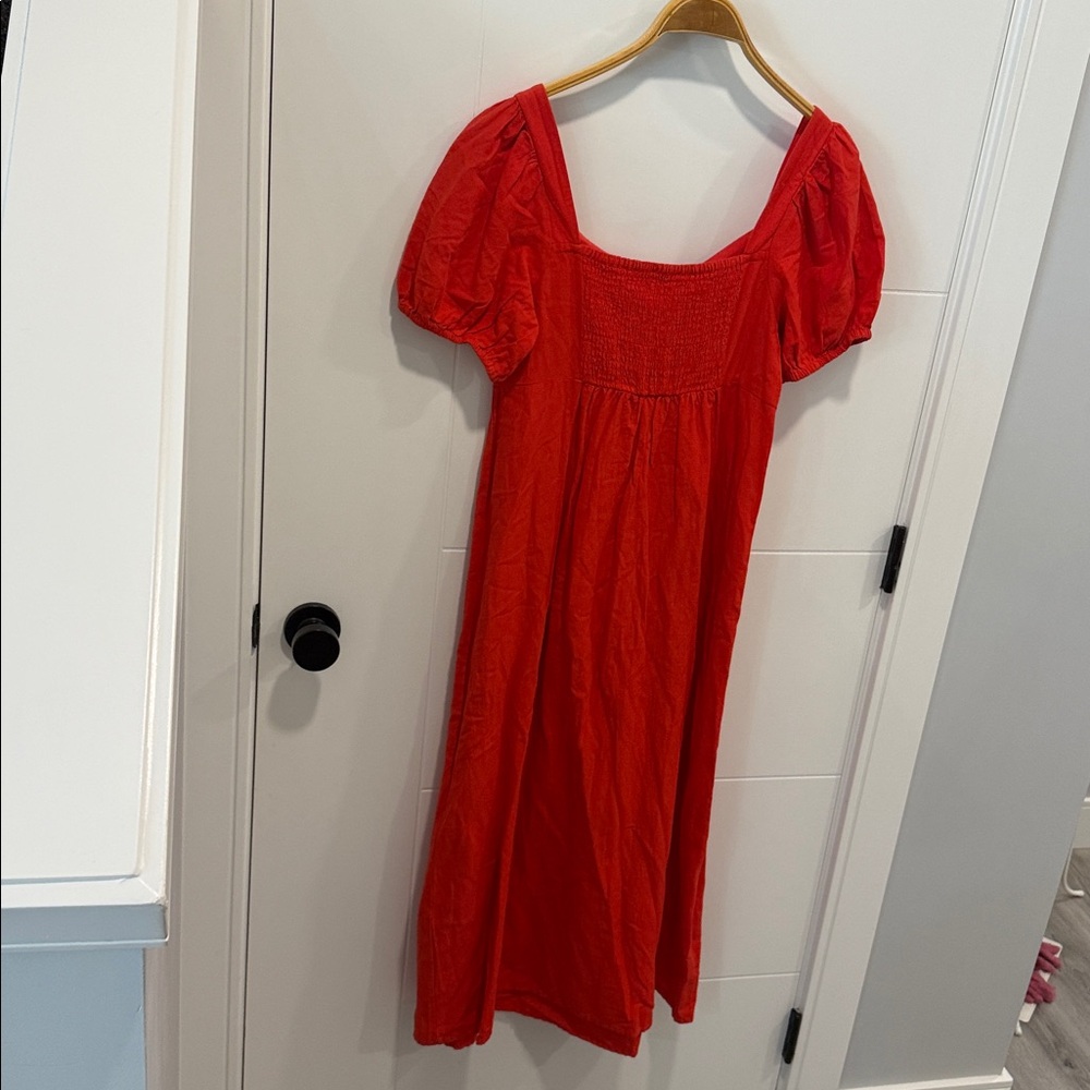 Primark Red Puff Sleeve Midi Dress size 8 - Picture 7 of 9